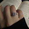 انگشتر نقره زنانه دو تکه نگین دار مخصوص استایل های خفن