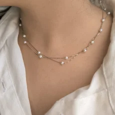 گردنبند نقره زنانه مروارید پرورشی اصیل