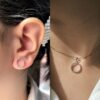 نیم ست نقره زنانه دایره ای 3.22 گرم عیار 925 آبکاری ردیوم