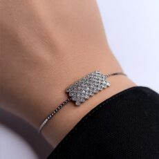 دستبند جواهری نقره لوزینا با روکش طلا سفید
