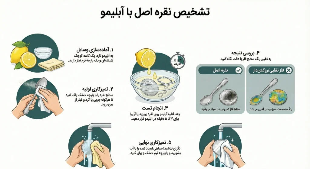 تشخیص نقره با آبلیمو راهنمای اینفوگرافیک کامل