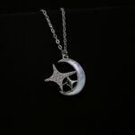 گردنبند صدفی ماه و ستاره نقره 925 ایتالیااییی با روکش طلا سفید