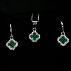 نیم ست ونکلیف نقره صدفی سبز