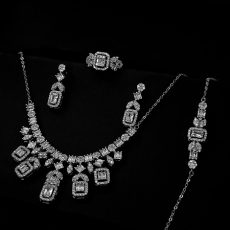 سرویس امرلد کات ایتالیایی نقره با روکش طلا سفید کاری جذاب