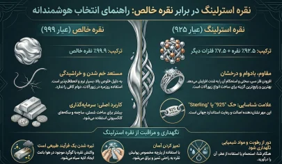 راهنمای جامع اینفوگرافیک نقره استرلینگ 925 عیار چیست