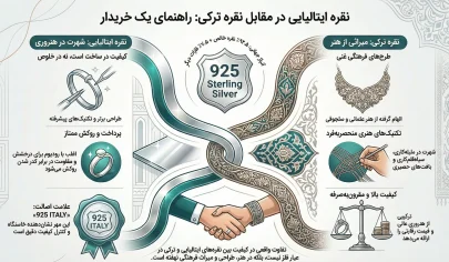 مقایسه نقره ایرانی و خارجی: مقایسه خلوص، آبکاری، دوام، ضدحساسیت و قیمت نقره ایرانی، ایتالیایی و ترکیه‌ ای در سال ۱۴۰۴