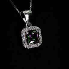 پلاک نقره توپاز هفت رنگ با عیار 925